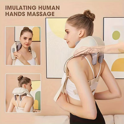 Electric Neck and Shoulder Massager Wireless Shoulder & Back Massage Pillow Trapezius Neck Cervical Back Massage Shawl Gifts