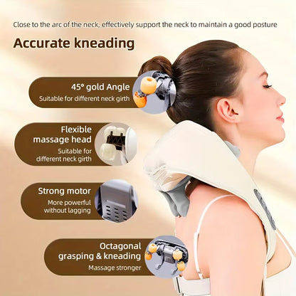 Electric Neck and Shoulder Massager Wireless Shoulder & Back Massage Pillow Trapezius Neck Cervical Back Massage Shawl Gifts