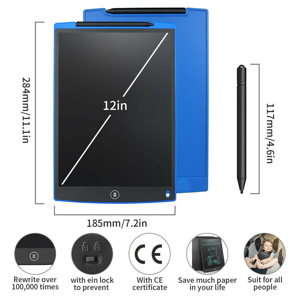8.5" & 12" Electronic LCD Digital Writing Tablet Drawing Board Graphics Kids UK